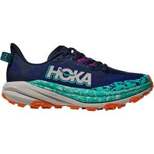 NEW HOKA women's speedgoat 6 varsity sneakers in navy/meteor synthetic